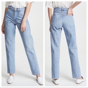 Goldsign Jeans Straight Leg High Rise Button Fly Light Wash